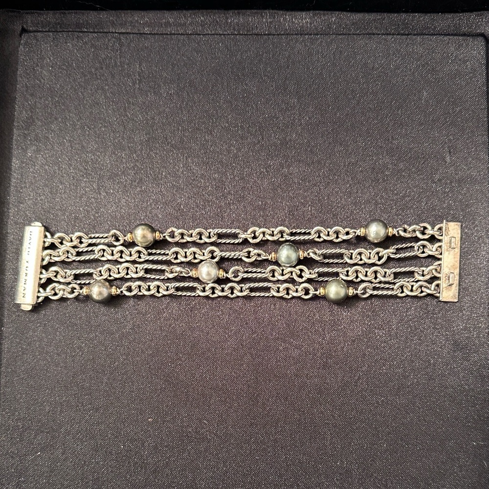 David Yurman Silver Multi-Strand Bracelet with Beads